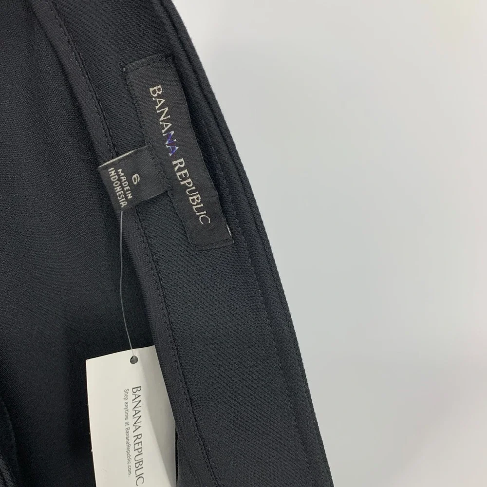 Banana Republic Skirt Womens 6 Black Mini Faux Wrap Asymmetrical Button Detail - Picture 5 of 12